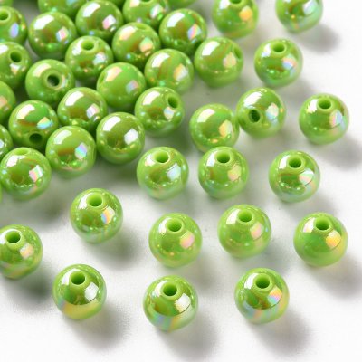 Akrylové korálky s AB efektem - zelené - ∅ 8 mm - 10 ks