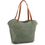 Prima-obchod Háčkovavá kabelka z rafie lýka se zipem 47x36 cm 2 zelenkavá – Zboží Dáma