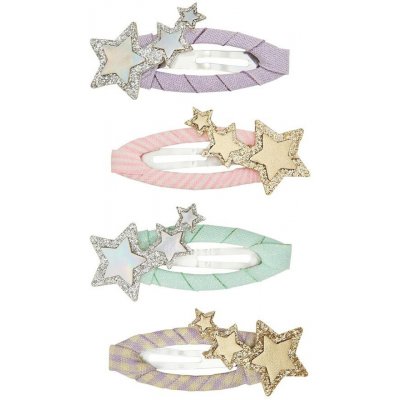 MIMI & LULA Sponky do vlasů Trailing Star Clic Clacs – set 4 ks, růžová barva, kov, textil – Zboží Dáma