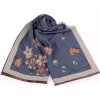 Šátek šátek šála typu kašmír s třásněmi květy 8 modrá jemná béžová světlá
