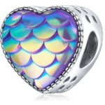 Prosperk Korálek stříbrný na náramek modré duhové srdce S5006 – Zboží Dáma