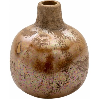 Hnědo-měděná keramická váza s patinou Avice - Ø 9*9 cm – Zboží Mobilmania