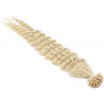 Kudrnaté 50cm 100% lidské vlasy pro metodu keratin 0,7g platina – Zbozi.Blesk.cz