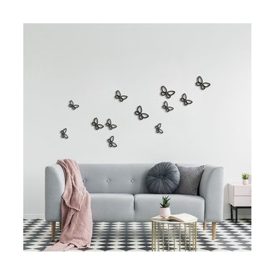 Crearreda Nástěnná 3D dekorace SD Black Metal Butterflies 24007 Černo-stříbrní motýli 4,4 x 6,4 cm – Zboží Dáma