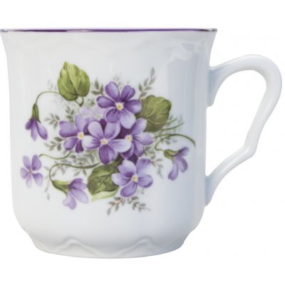 Český porcelán Dubí Hrnek porcelánový fialky 0,27 l