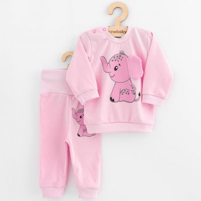 New Baby Kojenecká souprava tričko a tepláčky Happy Elephant pink – Zboží Dáma
