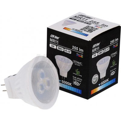 Ledin LED žárovka 3W 10-14V AC/DC SMD2835 GU5,3/MR11 255lm STUDENÁ BÍLÁ