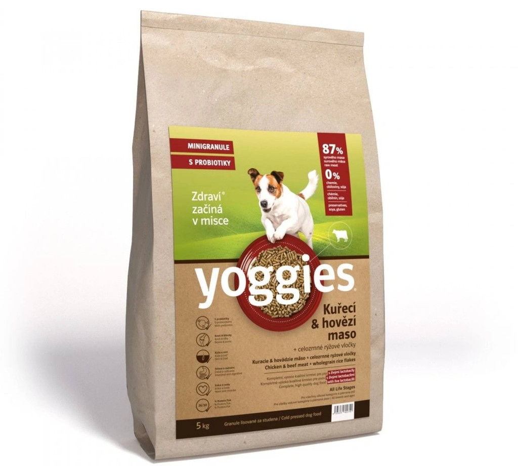 Yoggies minigranule lisované za studena s probiotiky Kuřecí & hovězí maso 5 kg