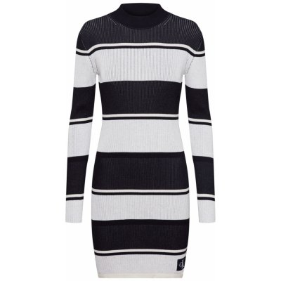 Calvin Klein Jeans úpletové šaty Long sleeve rib sweater dress bílá černá – Zbozi.Blesk.cz