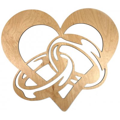 Dřevěná dekorace Snubní prsteny v srdci - 52 x 60 cm – Zboží Mobilmania