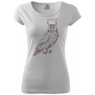 Výr virginský great horned owl pure dámské triko bílá – Zboží Mobilmania