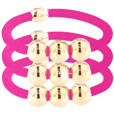 Biju Vlasová gumička silná, růžové barvy s ozdobnými kuličkami 3 ks 8000757-2