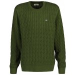 Gant Shield Cotton Cable C-neck zelená – Zboží Mobilmania