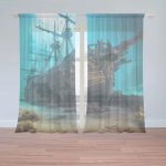 Sablio Záclony Vrak dřevěné lodi na dně moře: 2ks 150x250cm – Hledejceny.cz