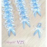 Saténové svatební vývazky V27 (Misty Blue) – Sleviste.cz