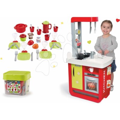 Smoby Set elektronická kuchynka Bon Appetit Red&Green so zvukmi+čajová súprava na tácke 310810-2 – Hledejceny.cz