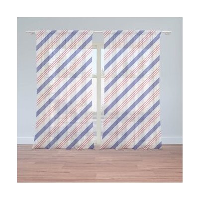 Sablio Záclony Modročervené pruhy: 2ks 150x250cm – Hledejceny.cz