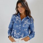 Košile s dlouhými rukávy, s potiskem modrá/bílá – Zboží Dáma