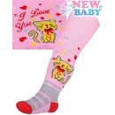 New Baby bavlněné punčocháčky 3xABS světle růžové s kočičkou