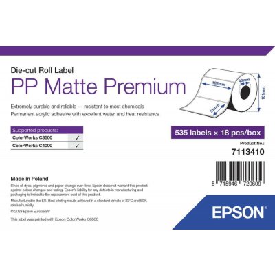 Epson ColorWorks štítky pro tiskárny, PP Matte Label Premium, 102x51mm, 531ks 7113410 – Zboží Mobilmania