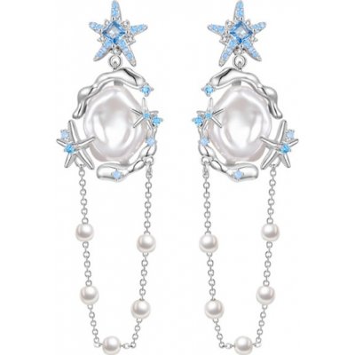 Éternelle náušnice Ocean Dream perla zirkon mořská hvězdice E1428 Modrá – Zboží Mobilmania