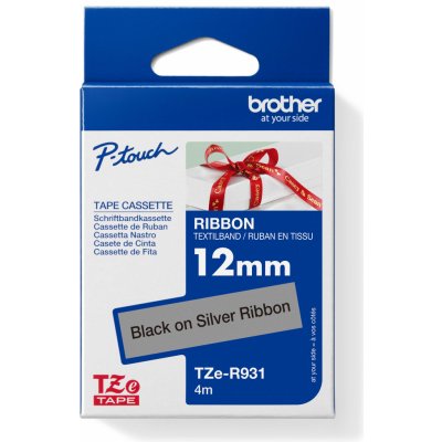 Brother TZE-R931 černá na stříbrné, 12 mm, textilní páska TZER931 – Zboží Živě
