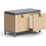 QBUS, Lavice s úložným prostorem šedý podsedák, 2 zásuvky, nohy, úchytky, 534x800x420 mm, stříbrná – Zboží Dáma