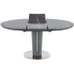 HALMAR Kulatý rozkládací jídelní stůl Ricardo - šedý mramor / tmavě šedá – Zboží Mobilmania