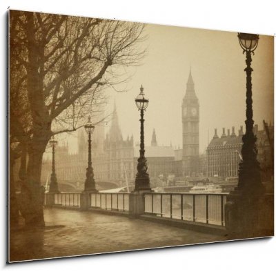 Obraz 1D - 100 x 70 cm - Vintage Retro Picture of Big Ben / Houses of Parliament (London) Vintage Retro Obrázek Big Ben / Houses of Parliament (Londýn) – Zbozi.Blesk.cz