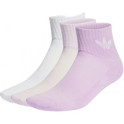 adidas ORIGINALS-MID ANKLE SCK-WHITE/BLILIL/CLPINK 3 PACK Růžová – Zboží Mobilmania