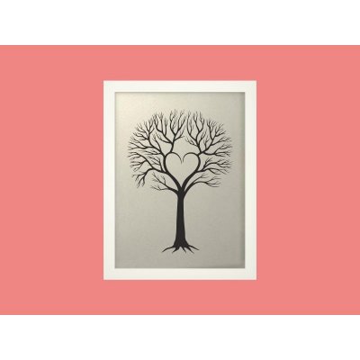 Svatební strom 4 v bílém rámu 33 x 43 cm – Zboží Dáma