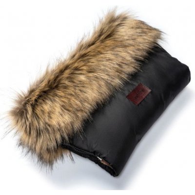 JASMINE Rukávník s kožíškem černý s hnědou kožešinou – Zboží Dáma