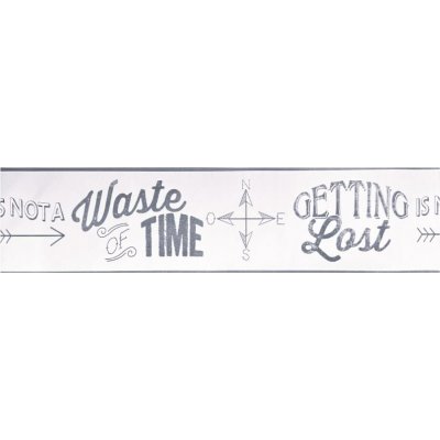 Vinylové bordury na zeď L73809, rozměr 13,25 cm x 5 m, Waste of Time - bílý, Ugépa – Zboží Dáma