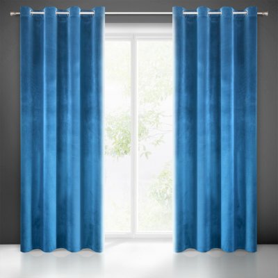 EUROFIRANY ZATEMŇOVACÍ ZÁVĚS NA KROUŽCÍCH SAMANTA 140X250 CM MODRÁ – Hledejceny.cz