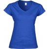 Dámská Trička Gildan Měkčené lehčí tričko s výstřihem do véčka modrá královská