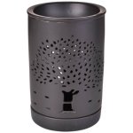 XXL Keramická aroma lampa s dekorem stromu matná černá – Zboží Dáma
