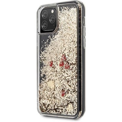 Pouzdro Guess iPhone 11 Pro Liquid Glitter Hearts zlaté