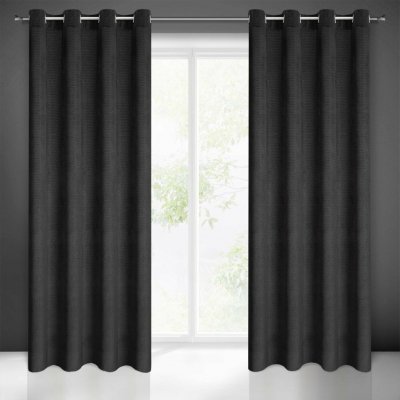 EUROFIRANY ZATEMŇOVACÍ ZÁVĚS NA KROUŽCÍCH ELIZA 140X250 CM ČERNÁ – Sleviste.cz