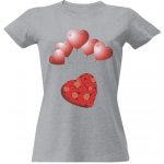 Tričko s potiskem Valentýnské srdce balónky šedá melír