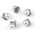 Knoflík s kaplíkem / přívěsek perla Ø8; 9 mm, střední, 1 Ø8 mm bílá – Zboží Dáma