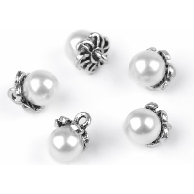 Knoflík s kaplíkem / přívěsek perla Ø8; 9 mm, střední, 1 Ø8 mm bílá – Zboží Dáma