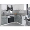 Kuchyňská linka Belini Armin3 300 cm bílý mat / šedý antracit Glamour Wood s pracovní deskou