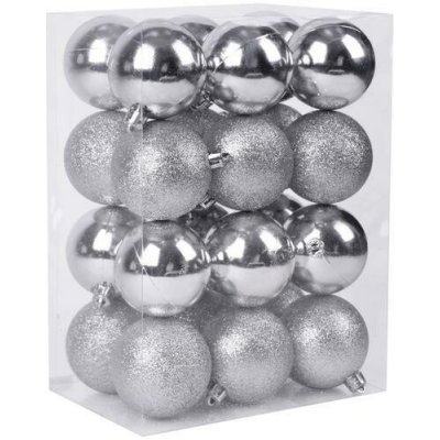 MagicHome Baňky Vánocce 24 ks stříbrné mix 6 cm – Hledejceny.cz