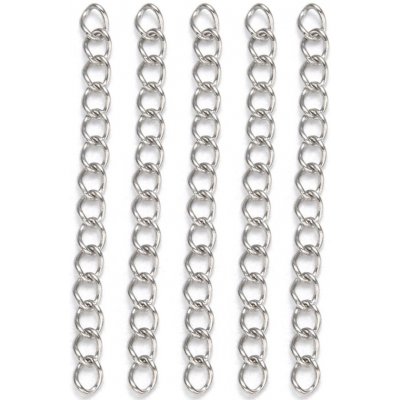 Prodlužovací řetízek z nerezové oceli - platinový - 4 cm x 3 mm - 1 ks – Sleviste.cz