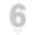 PartyDeco Narozeninová svíčka číslo 6 stříbrná – Hledejceny.cz