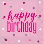 Unique Ubrousky papírové Glitz růžové 16ks 33x33cm – Zboží Dáma