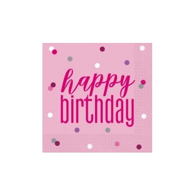 Unique Ubrousky papírové Glitz růžové 16ks 33x33cm – Zboží Dáma