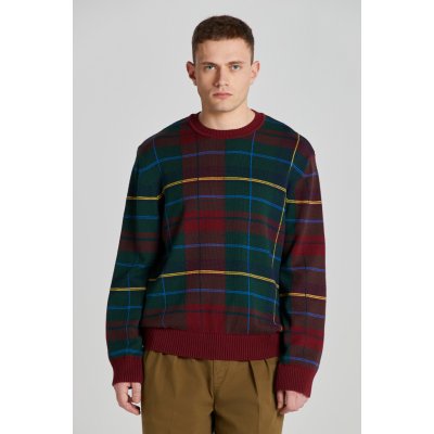 Gant Tartan Jacquard C-neck červená – Zboží Mobilmania