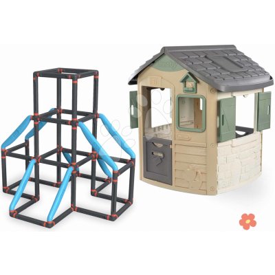 Smoby Set domeček ekologický a 3patrová prolézačka Tower Kraxxl Neo Jura Lodge Playhouse Green – Hledejceny.cz