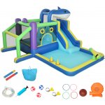 AIYAPLAY skákací hrad 8 v 1 se žraločím motivem, fukarem, skluzavkou, brouzdalištěm a trampolínou pro děti 3-8 let, 405x345x235cm, vícebarevný – Sleviste.cz